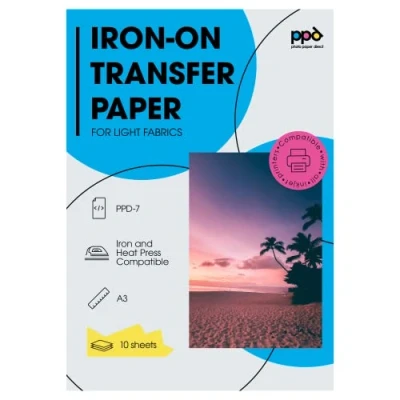 Afbeelding van PPD 10 x A3 transferpapier, wit of licht, transparante achtergrond, personaliseerbaar, opstrijkbaar, inkjetdruk, 7