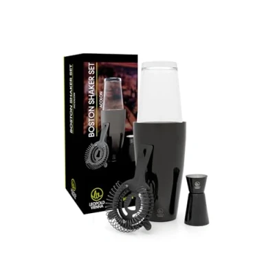Afbeelding van Leopold Vienna Boston Cocktailshaker 45cl Set 3 delig Zwart