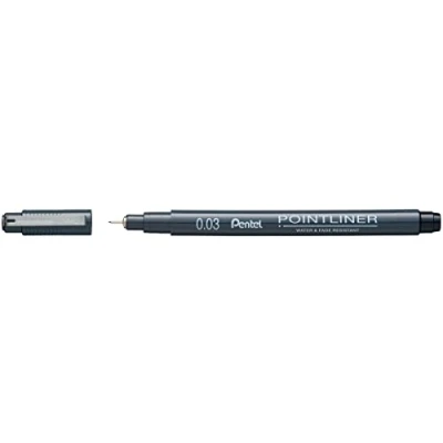 Afbeelding van Pentel Pointliner S20P 03A Fineliner, zwart, waterdicht en lichtbestendig, 0,03 mm
