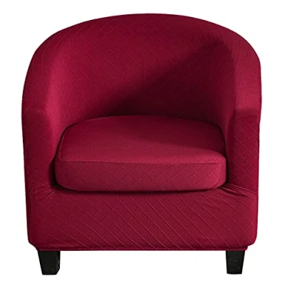 Afbeelding van Clubfauteuilhoes, 2 delig, rekbaar, voor kuipstoel, hoes cocktailstoel, Tullsta, barstoelhoes, wijnrood