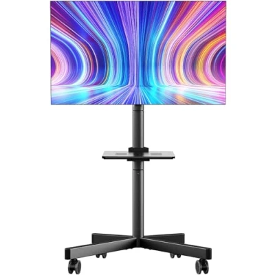 Afbeelding van ONKRON TS1137 B TV beugel op wielen voor 23 tot 60 inch schermen, 40 kg, maximale hoogte 400 x VESA, met wielen, zwart