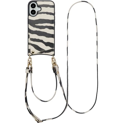 Afbeelding van Selencia Nova Telefoonhoes met Koord en Pashouder voor de iPhone 16 Zazzy Zebra