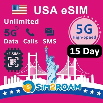 Afbeelding van Prepaid eSIM kaart in de VSBeperkte 5G/4G internetgegevens VS (inclusief Hawaï)+5GB gegevens Canada en MexicoBeperkte bel sms berichten Oplaadbaar (15 dagen)