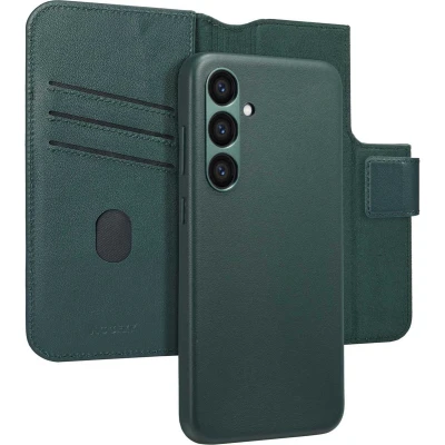 Afbeelding van Accezz Hoesje Geschikt voor Samsung Galaxy S23 FE Met Pasjeshouder Leather Bookcase 2 in 1 MagSafe donkergroen