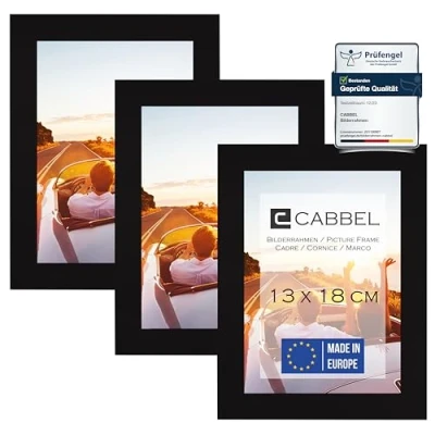 Afbeelding van CABBEL Set van 3 fotolijsten, 13 x 18 cm, mdf met onbreekbaar acrylglas zwart