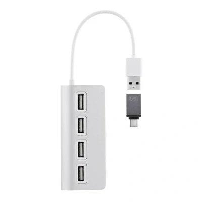 Afbeelding van HUB USB T&#039;NB TNB autoalimentado 2.0 de 4 puertos aluminio Grijs