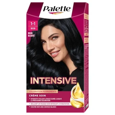 Afbeelding van Saint Algue Schwarzkopf Palette, permanente haarkleuring, verzorgende crème, dekt 100% van het witte haar, houdt 8 weken, zwart blauw 909, 1 stuk