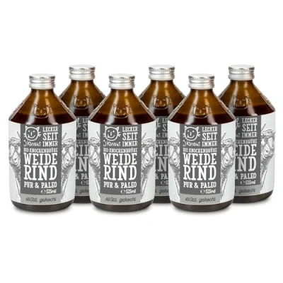 Afbeelding van J.Kinski® Pure runderbouillon &amp; paleo (6 x 525 ml) biologische bottenbouillon 48 uur gekookt Met veel eiwitten en collageen Perfecte basis voor ramen pho bouillon Low