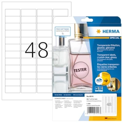 Afbeelding van Herma Special A4 45,7 x 21,2 mm, transparant, kristalhelder, 1200 stuks