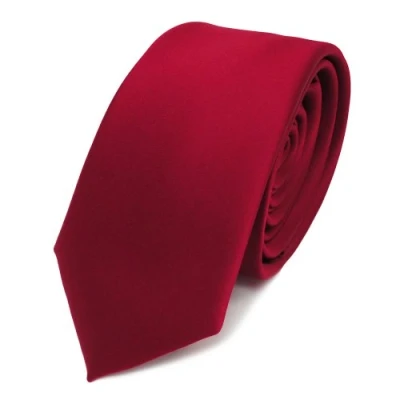 Afbeelding van TigerTie Smalle satijnen stropdas in effen kleur verschillende kleuren, Rood, One Size