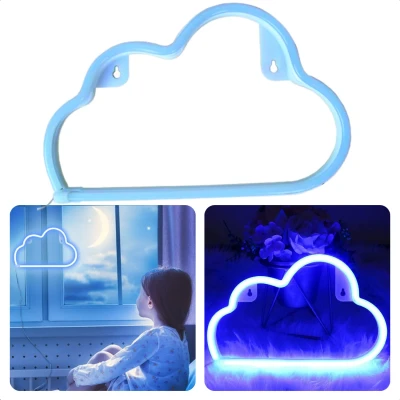 Afbeelding van Cheqo® LED Neon Wandlamp Wolk Wit 30x19x2cm 3x AA Batterijen Verlichting