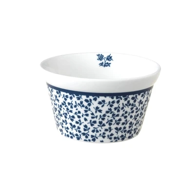 Afbeelding van Laura Ashley Blauw Floris Set 4 Ramequins 9cm Wit Porselein