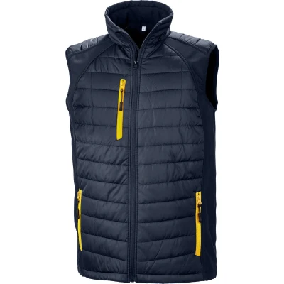 Afbeelding van Result Black compass gewatteerde softshell bodywarmer R238X Navy / Yellow
