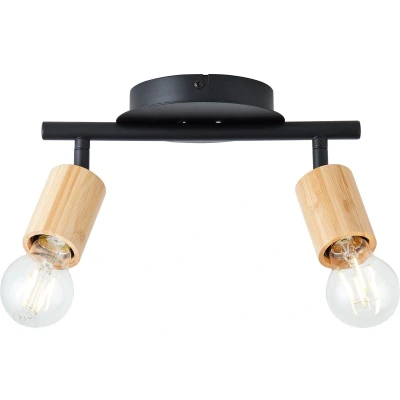 Afbeelding van 2 lichts plafondlamp Tiffany zwart met hout 99682/76