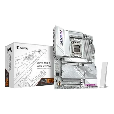 Afbeelding van GIGABYTE X870E AORUS ELITE WIFI7 ICE moederbord, ondersteunt AMD Ryzen 9000, 16+2+2 fasen Digital VRM, tot 8200 Hz DDR5 (OC), 3 x PCIe 5.0 + 1 4.0, Wi Fi 7, 2,5 GbE