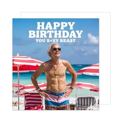 Afbeelding van Edition Seidel GQ348 SW024 Hoogwaardige vierkante verjaardagskaart met envelop, opschrift &quot;Happy Birthday Ticket&quot; voor mannen, vrienden, Beast Humor