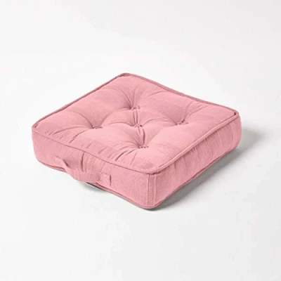 Afbeelding van HOMESCAPES Rajput Vloerkussen, vierkant, gewatteerd, katoen, 40 x cm, roze