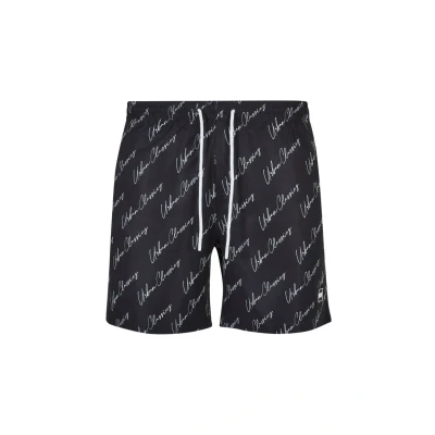 Afbeelding van Urban Classics Pattern Zwemshorts, Heren, Maat: Small, Blackscriptlogo