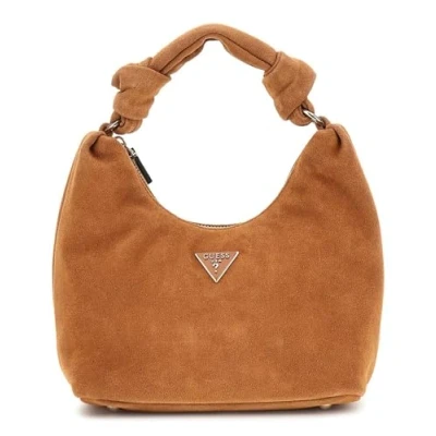 Afbeelding van GUESS Leren schoudertas Isotta Hobo Bag Cognac Lichtbruin