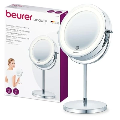 Afbeelding van Beurer BS 55 Make up spiegel Staand LED verlichting rondom Tweezijdig 7x Vergroting Touch sensor Dimmer Rond: doorsnede 13cm 3 Jaar garantie