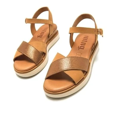 Afbeelding van mtng Daniela Sandalen met plateauzool, Dames, Maat: 37, Empolvado tan Schaapsleer