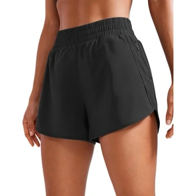Afbeelding van CRZ YOGA Hardloopshorts voor dames, dolfijn, hoge taille, sneldrogend, zwart.