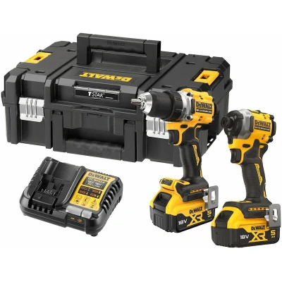 Afbeelding van DEWALT DCK2051P2T QW 18V XR Brushless accu machineset 2 delig DCD800 + DCF850 in TSTAK koffer (2x 5,0Ah lader)