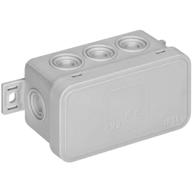 Afbeelding van Miratic Aftakdoos voor buiten, IP54, waterdicht, met 8 kabelwartels, inbouw en opbouw, hoge kwaliteit weerbestendigheid (grijs)