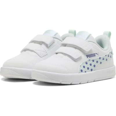 Afbeelding van Puma Courtflex V3 Dotty Sneakers laag voor kinderen, Maat: 21, White/peaceful blue Kunststof