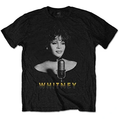 Afbeelding van Whitney Houston Black &amp; White Photo Heren T shirt L Zwart