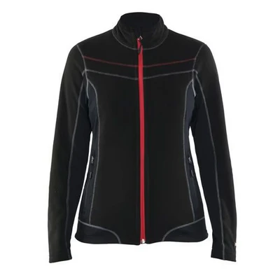 Image de veste micropolaire femme noir/rouge