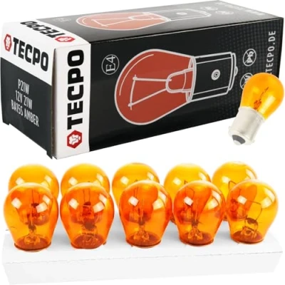 Afbeelding van TecPo 10 x Blinker Birne PY21W 12V 21W kogellamp BA15S Blinkerbirnen autolamp geel
