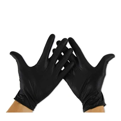 Afbeelding van KMINA nitril handschoenen, maat S, zwart (x1 verpakking van 100 stuks), wegwerphandschoenen, poedervrij, zwarte latexvrije zwart, handschoenen (SANS