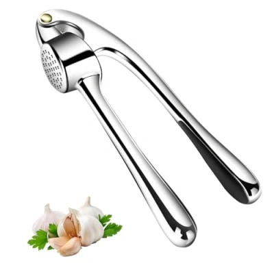 Afbeelding van knoflookpers van roestvrij staal, met gemakkelijk te knijpen handvat, knoflookpers, knoflooksnijder, reinigen, praktisch keukengerei