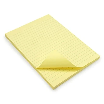 Afbeelding van WAYTEX 931685 zelfklevende notities, A5, met lijnen, blok van 100 vellen, herpositioneerbaar, groot, 15 x 21 cm, pastelgeel, stuks