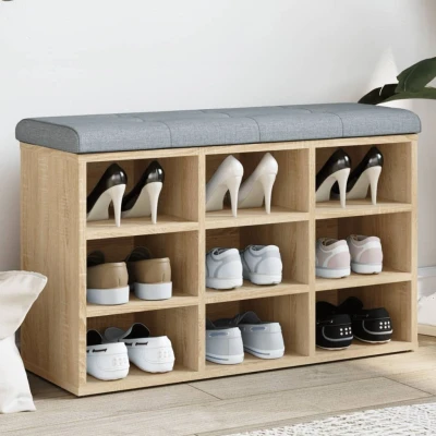 Afbeelding van Schoenenbank 82x32x50 cm bewerkt hout sonoma eikenkleurig