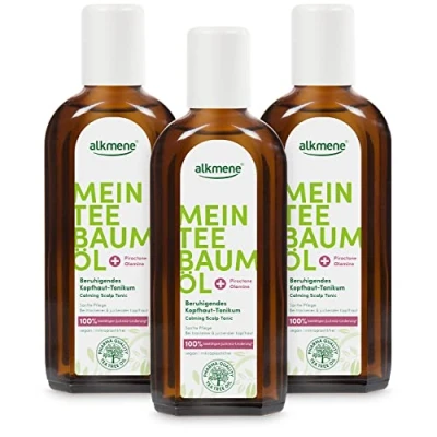 Afbeelding van alkmene Mon tea tree olie tonic hoofdhuid 2 x 250 ml verlicht jeuk 100% bevestigd natuurlijke olie, veganistisch en klimaatneutraal rustgevend voor