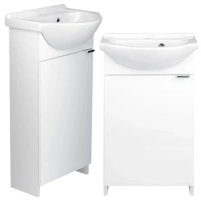 Afbeelding van Deftrans Domodomo Badkamerkast met wastafel, 86 x 38 19,6 cm, wit, keramiek, vrijstaande kast voor kleine badkamers