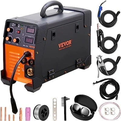 Image de VEVOR Poste à Souder MIG 200 MMA LIFT TIG A de Soudage Portable Soudeuse Inverseur Fil Fourré Machine 3 en 1 Équipement pour Acier au Carbone Fer Inox