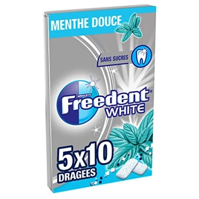 Afbeelding van FREEDENT WHITE Kauwgom munt zoete zonder suiker 5 x 10 dragees 70 g