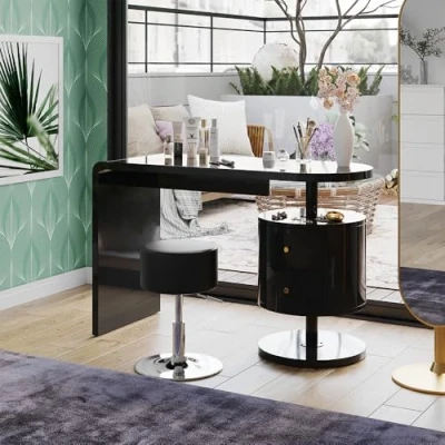 Afbeelding van Vicco Lara, Zwart hoogglans, 120 cm met kruk