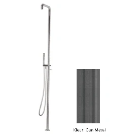 Afbeelding van Waterevolution Flow douchezuil met mengknop en handdouche Gun Metal T147GME