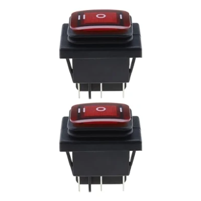 Afbeelding van Be In Your Mind Set van 2 tuimelschakelaars met rood ledlicht, 3 standen, aan/uit, 6 polig, 16 A, 250 V/20 125 V, waterdicht, voor auto, motorfiets, boot