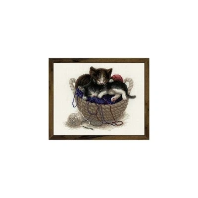 Afbeelding van Kittens in a Basket Aida Borduurpakket Riolis