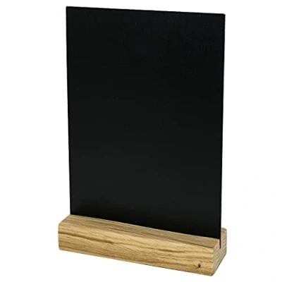 Afbeelding van HMF 46452 acryl schoolbord met houten voet T houder DIN A5 zwart