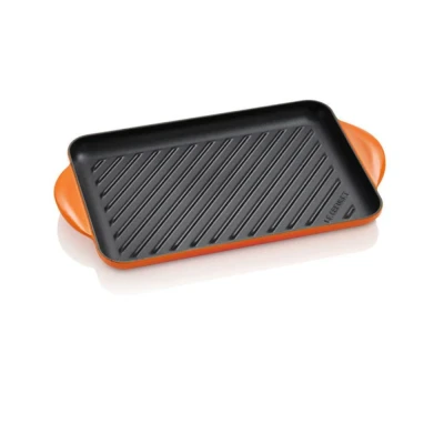 Afbeelding van Le Creuset Gietijzeren Rechthoekige Grill In Oranjerood 32cm