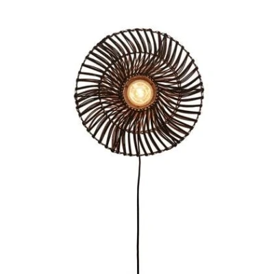Afbeelding van GOOD&amp;MOJO Wandlamp Zanzibar Rotan Zwart Ø40cm