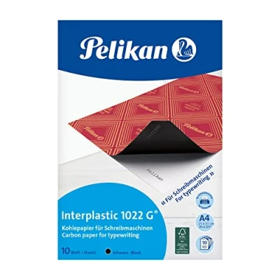 Image de Pelikan Pochette de 10 films Noires carbone A4 Interplastic pour machine à écrire dos ciré Lot