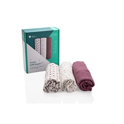 Afbeelding van KOALA BABYCARE Katoenen luiers 80 x cm 3 delige verpakking babyluier voor borstvoeding en inbakerdoek (inbaker) pasgeborenen ideaal als cadeau