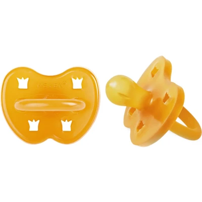 Afbeelding van HEVEA Fopspeen 2 Stuks Rond Naturel 0 3 mnd 100% natuurrubber